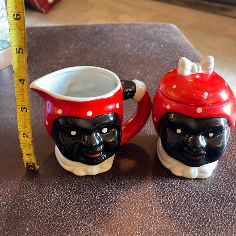 Lady Sugar Creamer Set - Red and Black